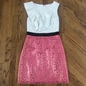Lilly Pulitzer cream and pink dress with shimmer